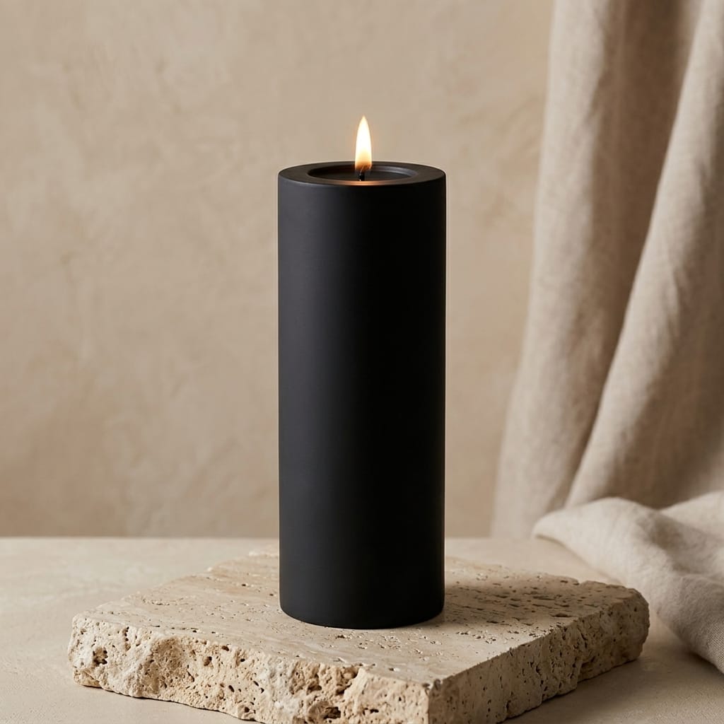 Matte Black Pillar Candle | Modern Scandinavian Luxury Accent